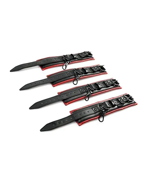 Saffron Spreader Bar Cuff Set RedBlack Sportsheets Anal