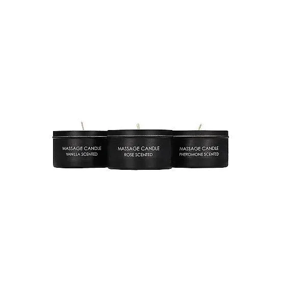 Shots Couples Massage Candle Set 3 pieces Pheromone Vanilla Rose Scented