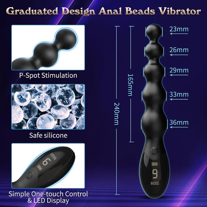 AdultLuxe LuxeFlex Vibrating Anal Beads with Digital Display Bozatta Male Sex Toys