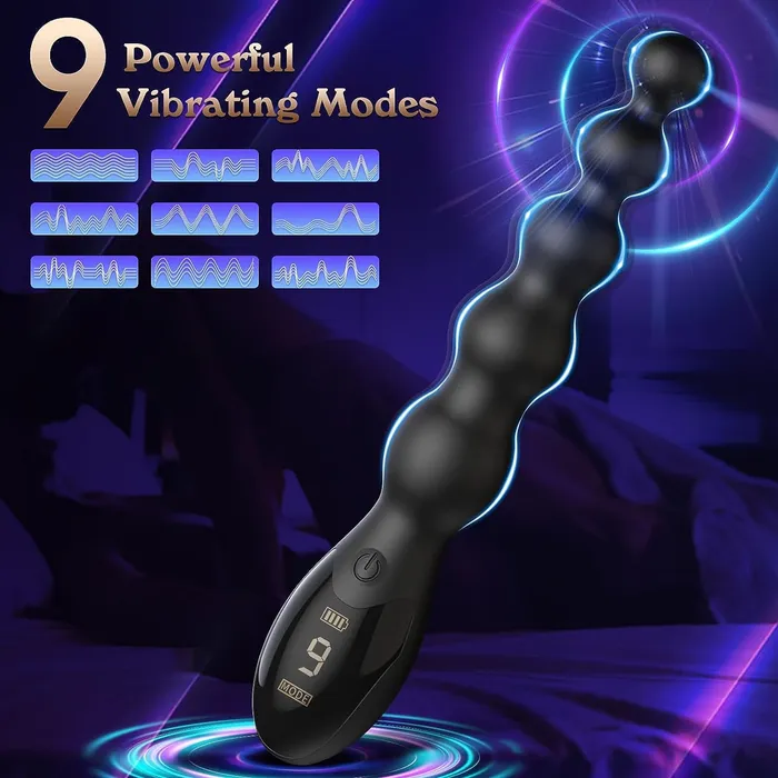 AdultLuxe LuxeFlex Vibrating Anal Beads with Digital Display Bozatta Male Sex Toys