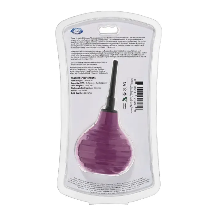 Cloud 9 Novelties Cloud 9 Health Wellness Premium Silicone Nonbackflow Enema Douche Anal