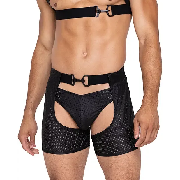 Roma Costume Anal Master Chaps Whook Ring Closure Rear Cut Out Black