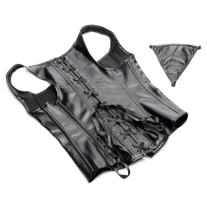 Teddies And Bodies STRICT Laceup Corset And Thong Teddies And Bodies STRICT Laceup Corset And Thong