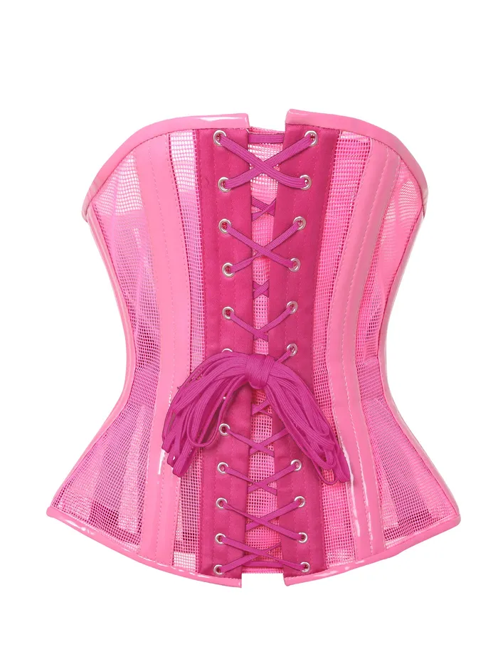 Vibrators HonourSkintwocom Pink PVC Mesh Underbust Corset