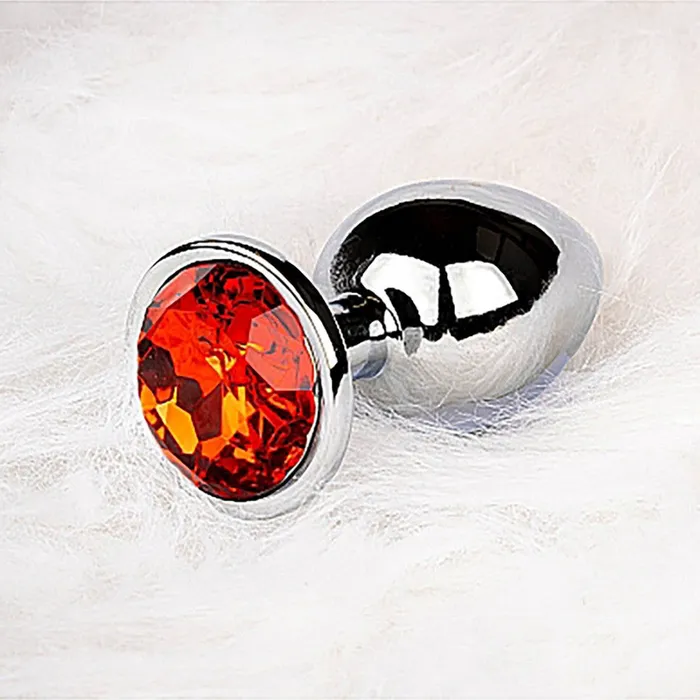 Anal Shots Shots Ouch Round Gem Butt Plug Small SilverRuby Red