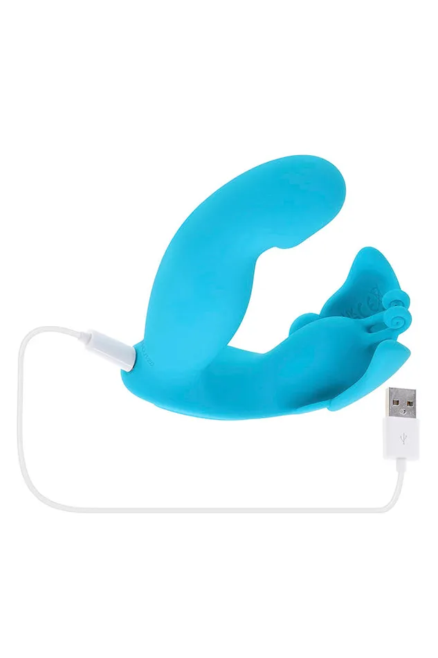 Evolved Vibrators Evolved Novelties Spread Your Wings Dual Vibrator With ComeHither Motion Turquoise