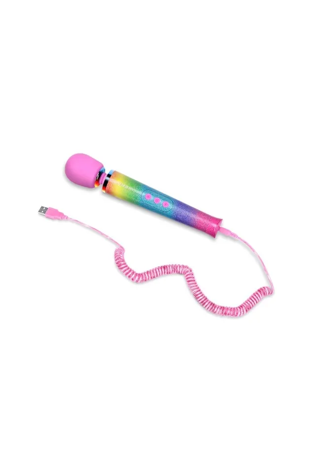 Le Wand Petite Rechargeable Vibrating Massage Wand Rainbow Ombre Le Wand Female Sex Toys