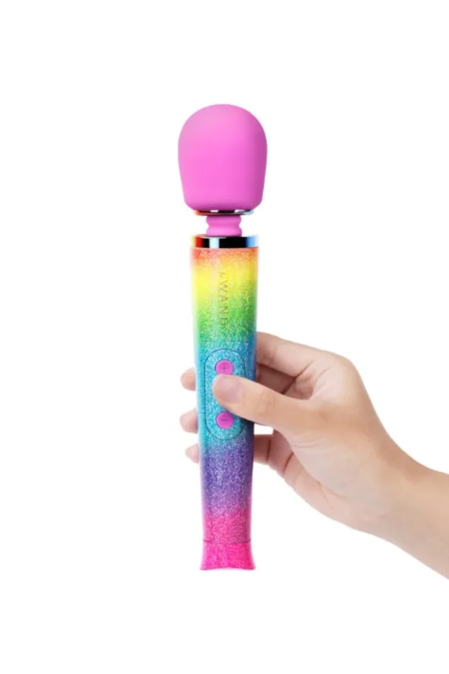 Le Wand Petite Rechargeable Vibrating Massage Wand Rainbow Ombre Le Wand Female Sex Toys