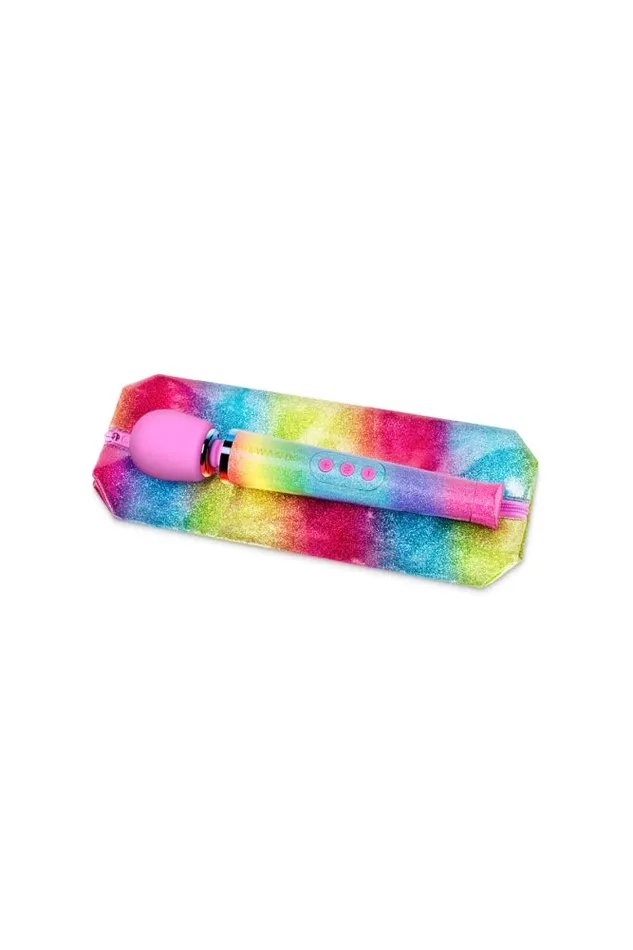 Le Wand Petite Rechargeable Vibrating Massage Wand Rainbow Ombre Le Wand Female Sex Toys