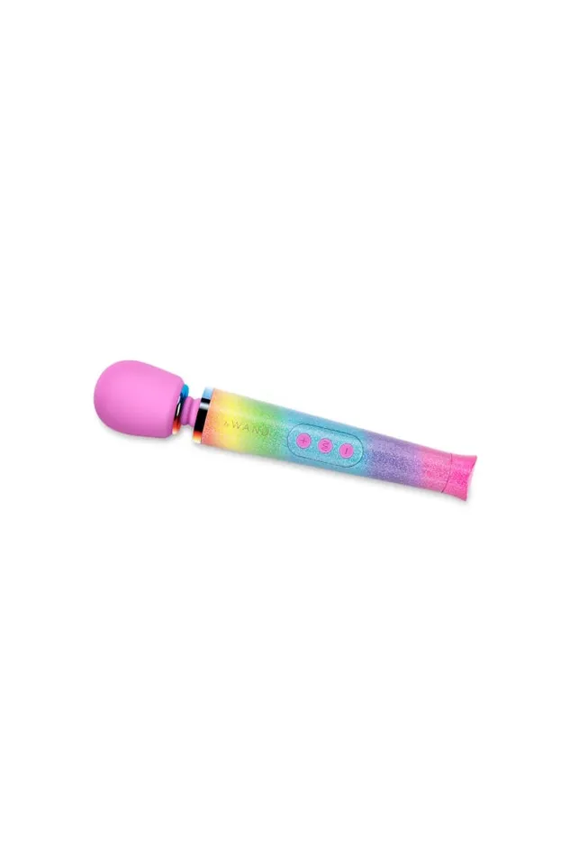 Le Wand Petite Rechargeable Vibrating Massage Wand Rainbow Ombre Le Wand Female Sex Toys