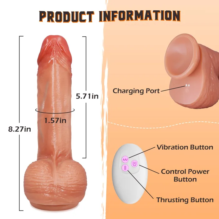 Thrusting Dildo with Vibration Amovibe Female Sex Toys