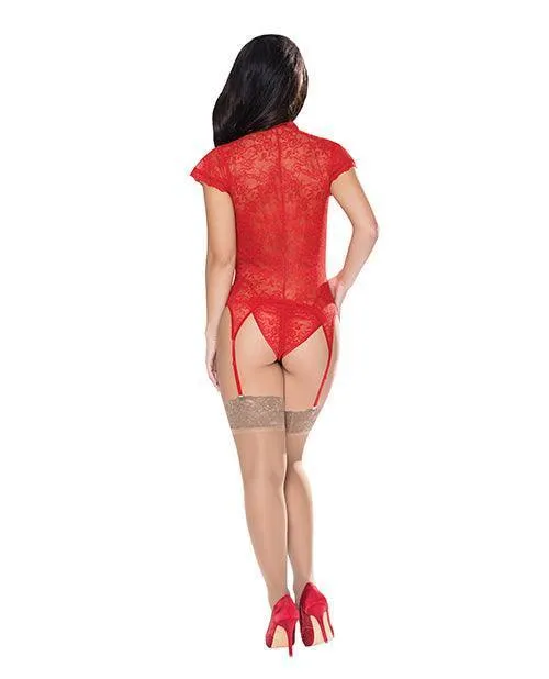 Magic Moments Intl Male Sex Toys Ooh La Lace Cap Sleeve Basque Tanga Panty Red Magic Moments Intl Male Sex Toys Ooh La Lace Cap Sleeve Basque Tanga Panty Red