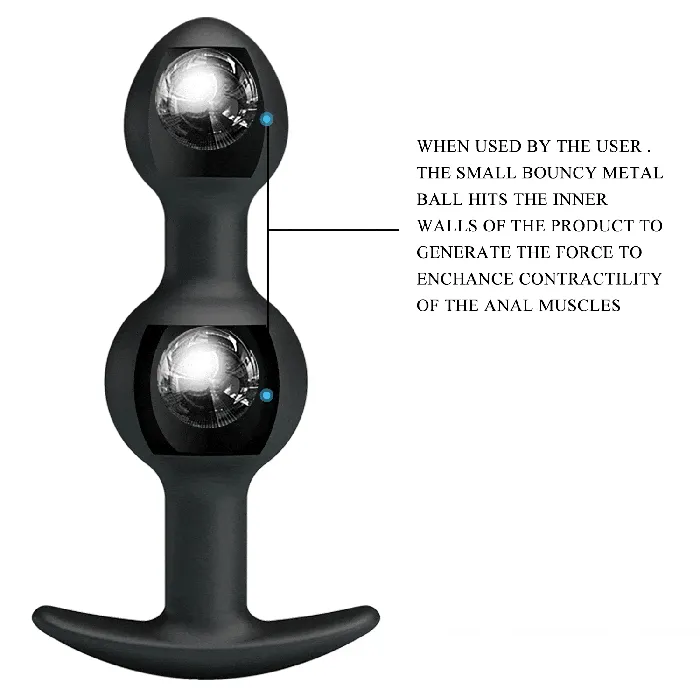 Pretty Love Anal Pretty Love Heavy Balls Silicone Butt Plug Black