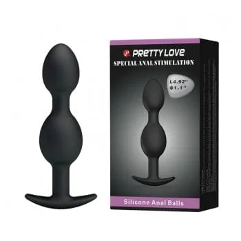 Pretty Love Anal Pretty Love Heavy Balls Silicone Butt Plug Black