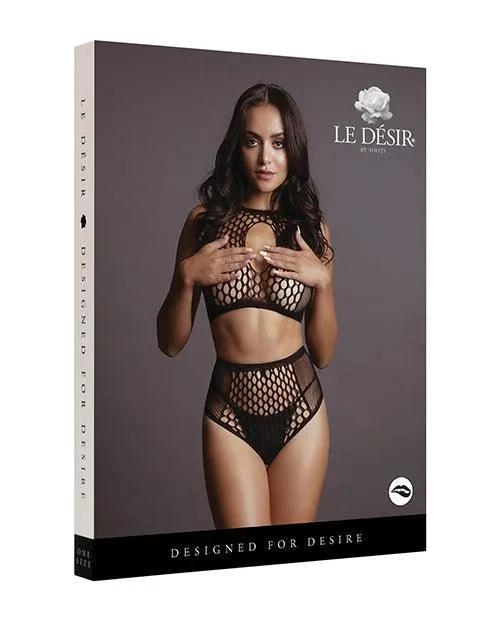Shots America LLC Anal Shots Le Desir Duo Net Key Hole Bra Set Black Os