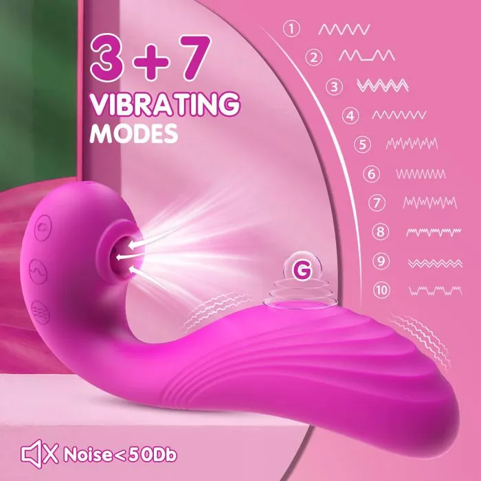 TRIPLE AROUSAL Clitoral Sucking 5 Licking 10 Vibrating G Spot Vibrator propinkup Female Sex Toys