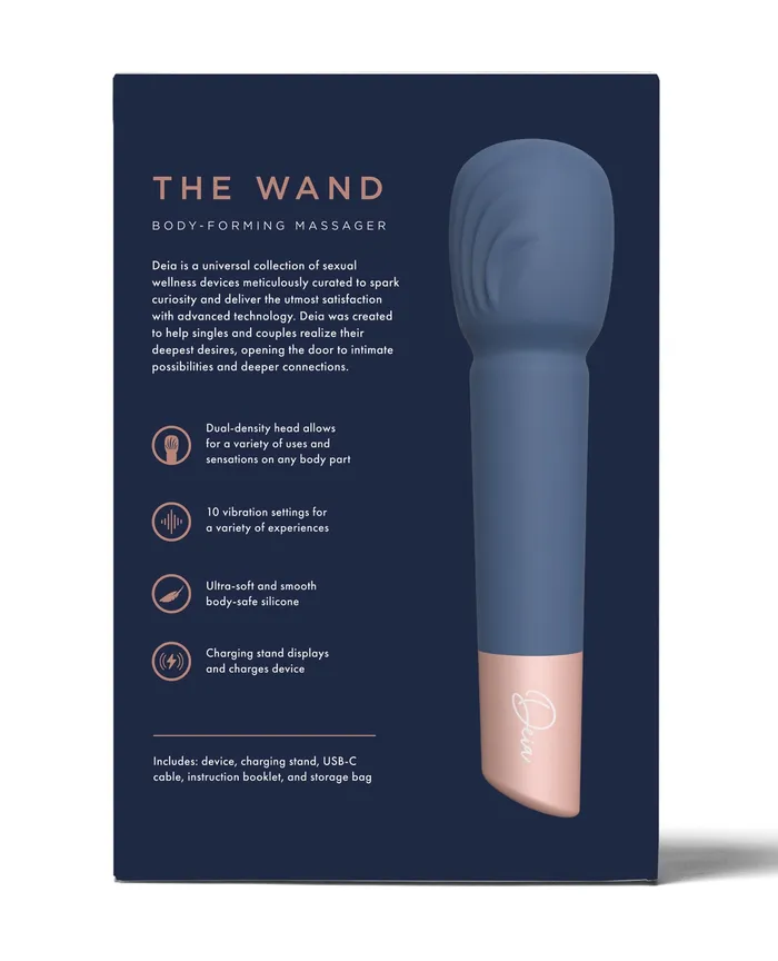 Vibrators Beacon Wellness Brands INC Deia the Wand wRecharging Base Navy